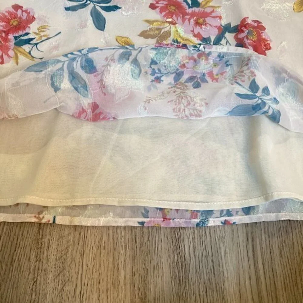 Loft Floral Ruffle Blouse Size XS Petite